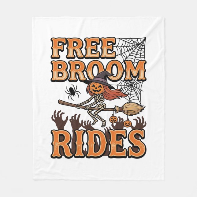 Gratis sopkvast Halloween-häxa skelettdesign_1 Fleecefilt (Framsidan)