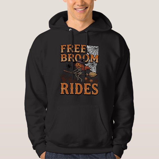 Gratis sopkvast Halloween-häxa skelettdesign_1 Hoodie (Framsida)