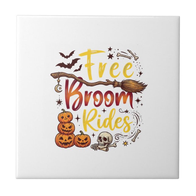 Gratis sopkvast Halloween-pumpor Skalle Fladdermös Kakelplatta (Framsidan)