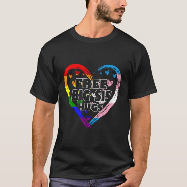 Gratis stora Syrran-hakar med regnbåge och Transge T Shirt (Framsida)