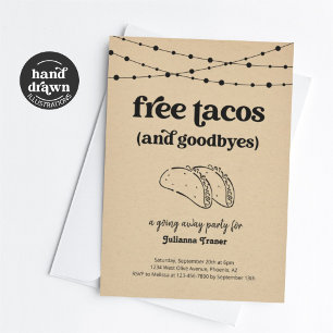 Gratis Taco Funny Going Away-inbjudan Inbjudningar