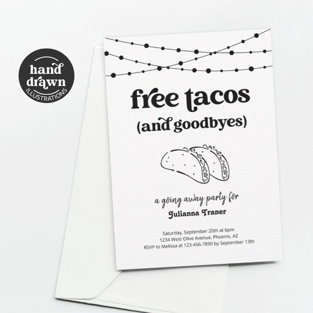 Gratis Taco Funny Going Away-inbjudan Inbjudningar (Skapare uppladdad)