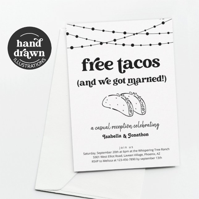 Gratis Tacos Roligt Bröllopsfirande Endast Inbjuda Inbjudningar (Skapare uppladdad)