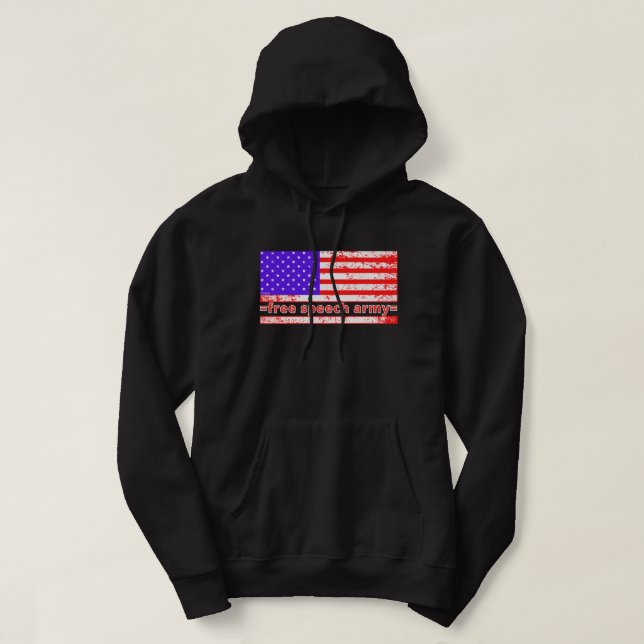 GRATIS TAL ARMY distalkt amerikansk flagga Hoodie (Design framsida)