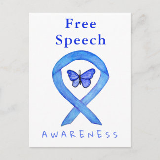 Gratis Tal Blue Awareness Ribbon Butterfly Cards Vykort