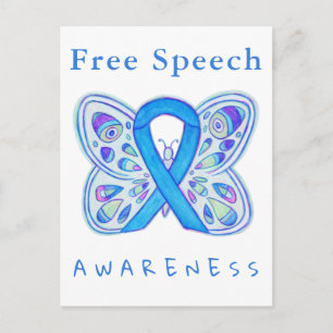 Gratis Tal Blue Awareness Ribbon Butterfly Cards Vykort