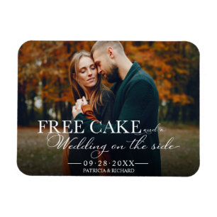 Gratis tårta rolig bröllopsbehåll datum fotomagnet magnet