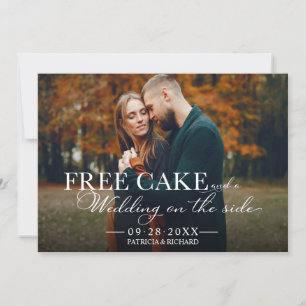 Gratis tårta Roligt bröllop Spara datum Fullfoto I Inbjudningar