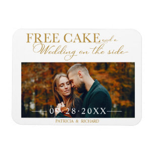 Gratis tårta Roligt bröllop Spara datumet Foto Magnet
