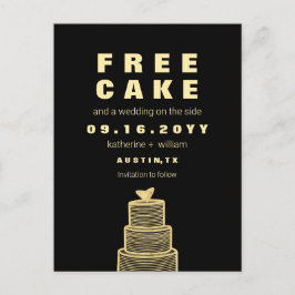 Gratis tårta Roligt och kvickt bröllop spara datum Meddelande Vykort