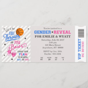 Gratis toner eller Rosa Bows Gender Reveal Biljett Inbjudningar