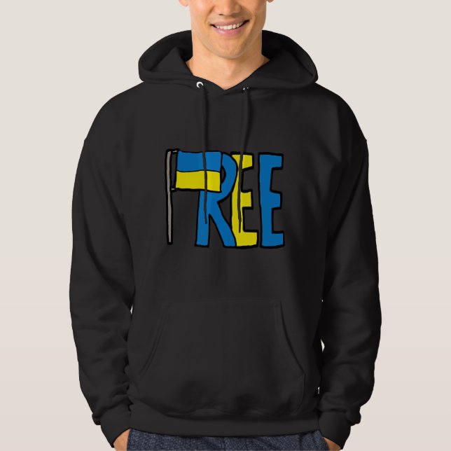 Gratis Ukraina Ukrainsk Flaggas Presentidéer För M Hoodie (Framsida)