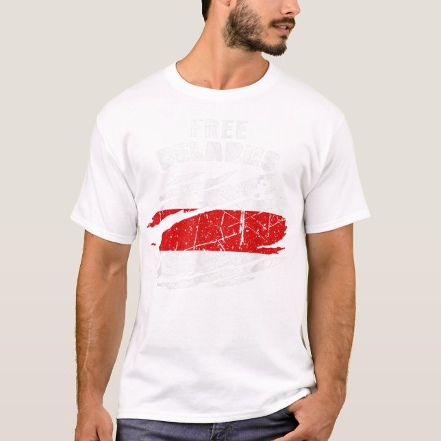 Gratis vitrysk Flagga - vitryska protesten Belar T Shirt (Framsida)