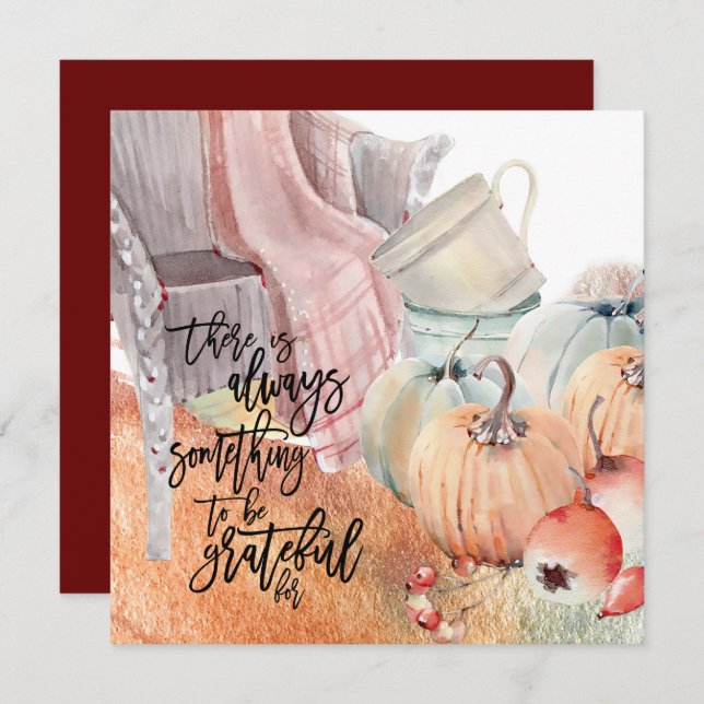 Gratise Quote Watercolor Happy thanksgiving Kort (Fram/baksida)