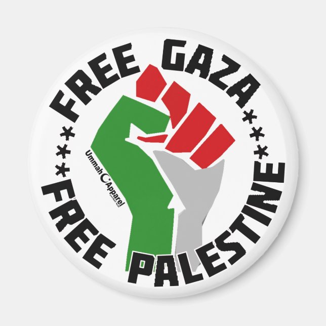 gratisgrå gaza-gritt grin magnet (Framsidan)