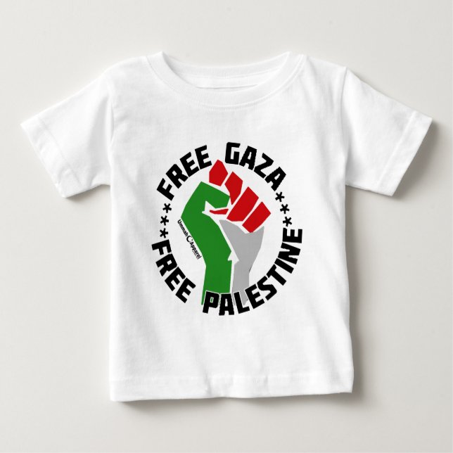 gratisgrå gaza-gritt grin tee (Framsida)