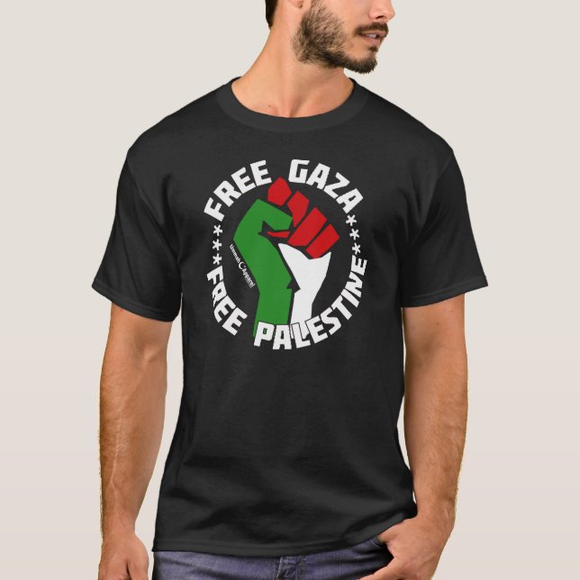 gratisgrå gaza-gritt grin tee shirt (Framsida)