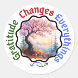 Gratistik ändrar allt - Blommigt offert Runt Klistermärke