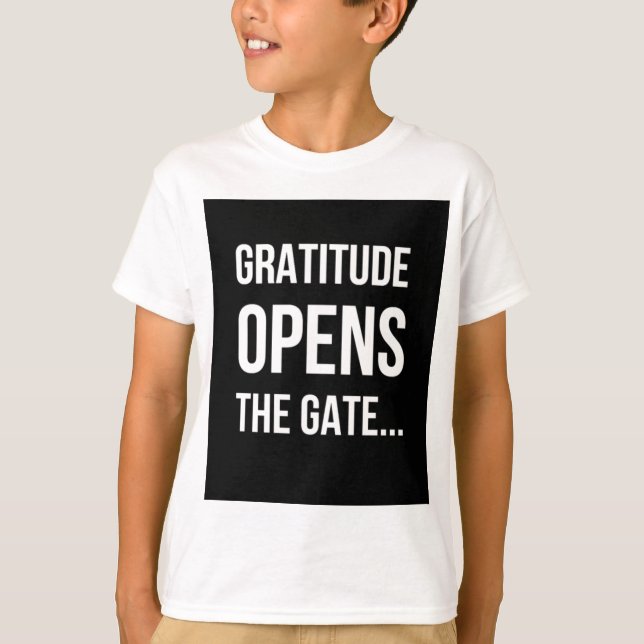 Gratitud Öppnar det inspirerande citatet från Grin Tee (Framsida)