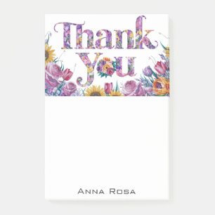 *~* Gratitude AP85 Flowers Tack Manifesting Post-it Block
