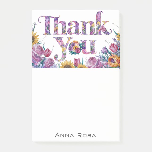 *~* Gratitude AP85 Flowers Tack Manifesting Post-it Block (Framsida)