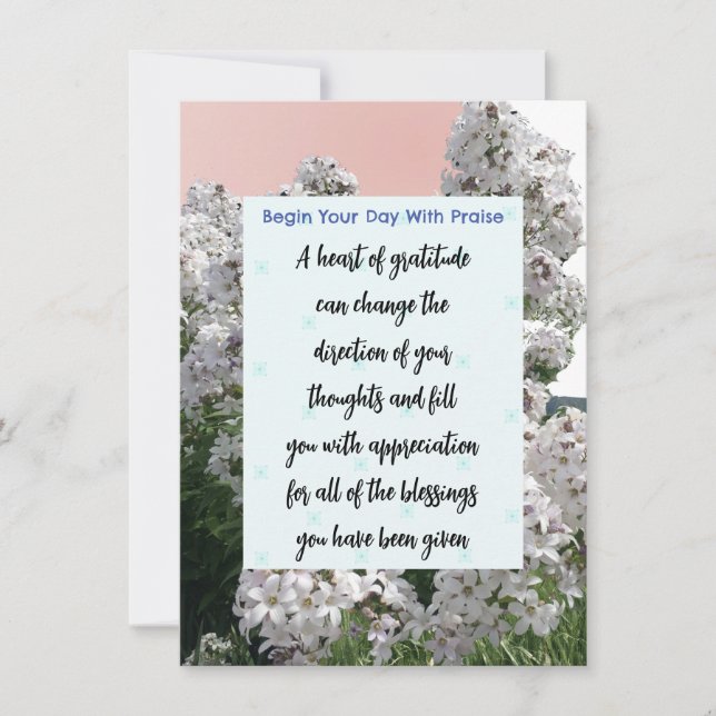 Gratitude Blommigt Bible Verse Meditation Card Inbjudningar (Framsida)