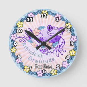 Gratitude Frog Rund Klocka