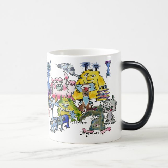 Gratitude Funny Tecknad Monster Morphing Mugg (Höger)