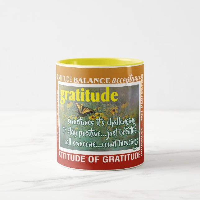 gratitude inspiration jigsaw puzzle Två-Tonad mugg (Center)