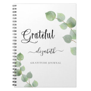 Gratitude journal eucalyptus greenery script anteckningsbok