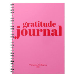 Gratitude Journal Modern Bold Red - Shock rosa Anteckningsbok