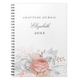 Gratitude journal ro guld blommigt silver folie anteckningsbok