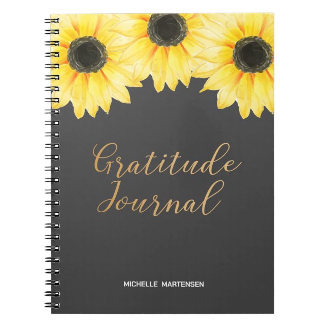 Gratitude Journal - Solrosblomma Journal - bärbar  Anteckningsbok (Framsidan)