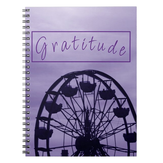 "Gratitude" Lila Ferris Wheel Skyline Anteckningsbok (Framsidan)
