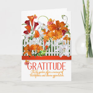 Gratitude Lily Garden Botanical Summer Färg Tack Kort