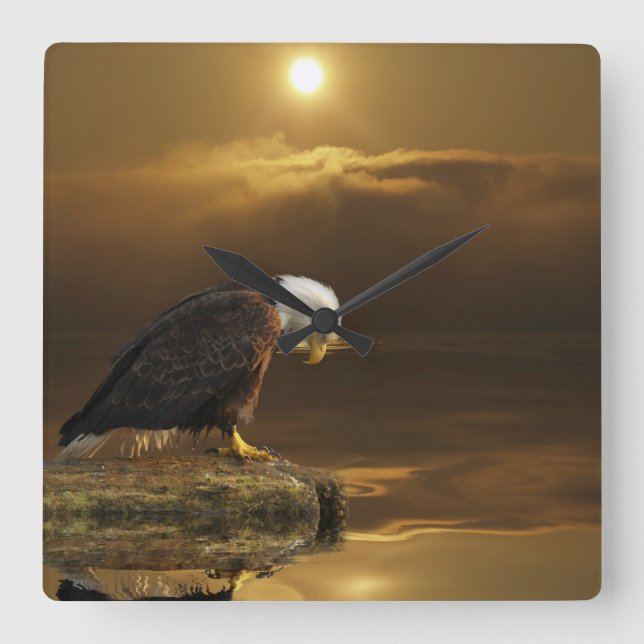 Gratitude Örn Andlig Wildlife Clock Fyrkantig Klocka (Framsida)