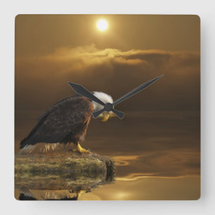 Gratitude Örn Andlig Wildlife Clock Fyrkantig Klocka