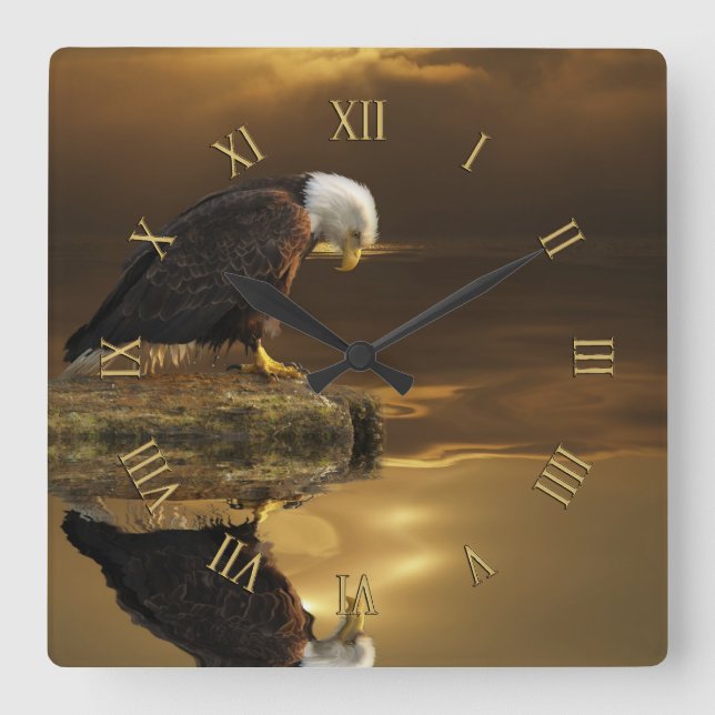 Gratitude Örn Andlig Wildlife Clock Fyrkantig Klocka (Framsida)