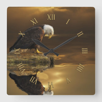 Gratitude Örn Andlig Wildlife Clock Fyrkantig Klocka