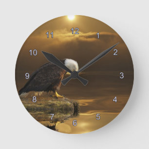 Gratitude Örn Andlig Wildlife Clock Rund Klocka