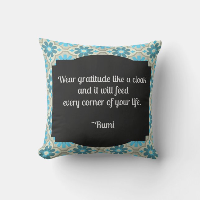 Gratitude Rumi Quote Dekorativ kudde (Framsida)