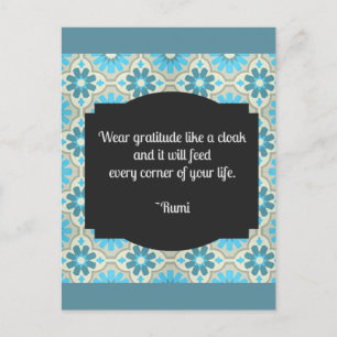 Gratitude Rumi Quote II Vykort