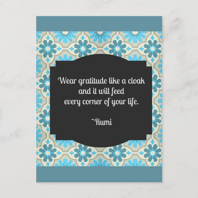 Gratitude Rumi Quote II Vykort (Framsida)