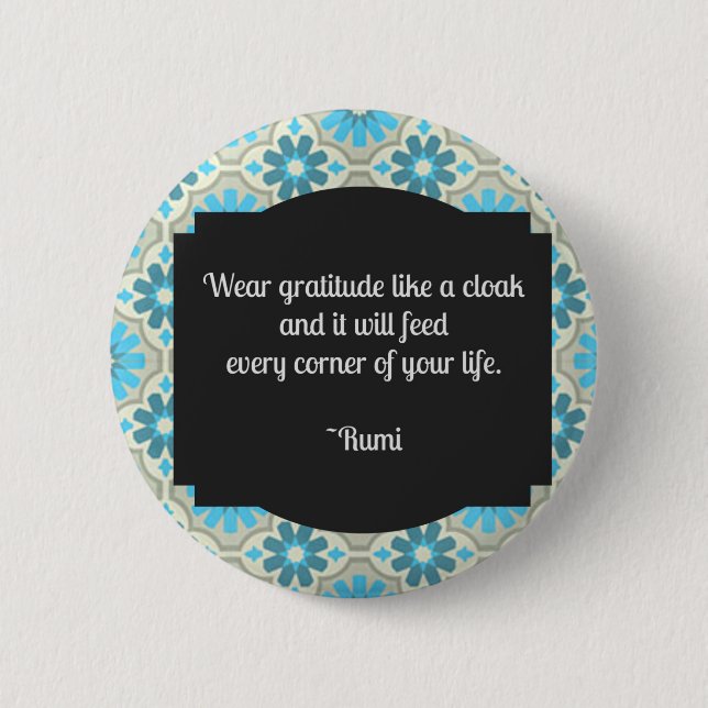 Gratitude Rumi Quote Knapp (Framsida)