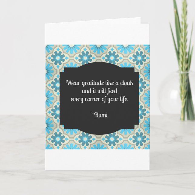 Gratitude Rumi Quote Kort (Framsida)