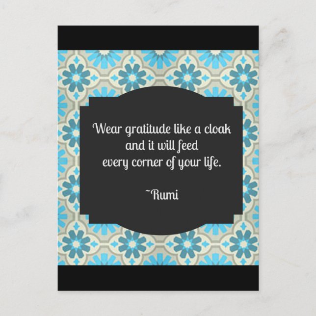 Gratitude Rumi Quote Vykort (Framsida)