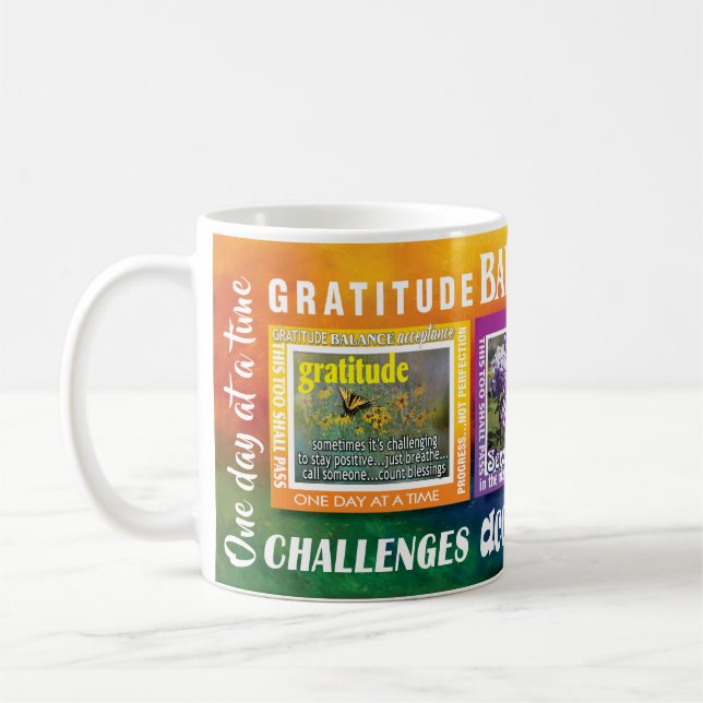 gratitude serenity acceptance slogans mug kaffemugg (Vänster)