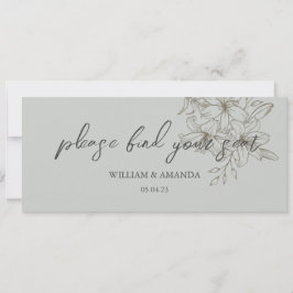 GråTrädgård Delights Sittplatskarta Rubrik Grå Inbjudningar