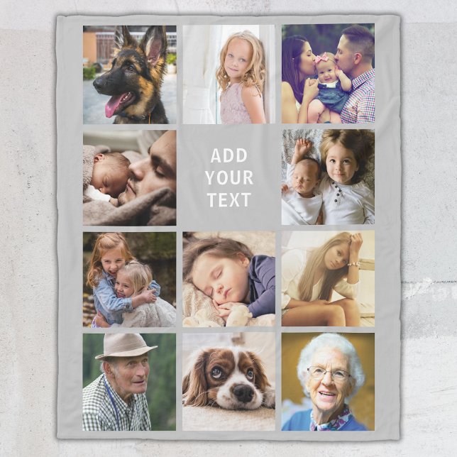 Grått 11 Fotokollage Fleecefilt (Skapare uppladdad)