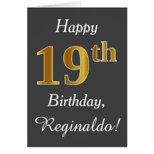 Grått 19th födelsedag för Fauxguld + Hälsningskort